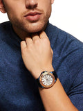 Buy Shop Guess Force Multi Function White Dial Blue Leather Strap Watch For Men - W0674G7 USA Online