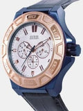 Buy Shop Guess Force Multi Function White Dial Blue Leather Strap Watch For Men - W0674G7 USA Online
