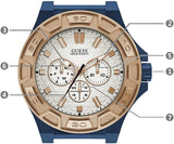 Buy Shop Guess Force Multi Function White Dial Blue Leather Strap Watch For Men - W0674G7 USA Online