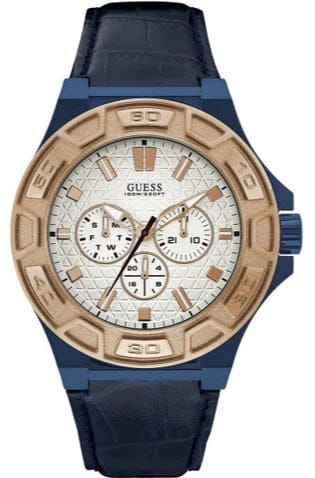 Buy Shop Guess Force Multi Function White Dial Blue Leather Strap Watch For Men - W0674G7 USA Online