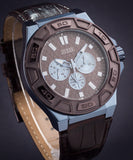 Buy Shop Guess Force Quartz Brown Dial Brown Leather Strap Watch For Men - W0674G5 USA Online