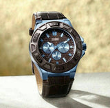 Buy Shop Guess Force Quartz Brown Dial Brown Leather Strap Watch For Men - W0674G5 USA Online