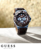 Buy Shop Guess Force Quartz Brown Dial Brown Leather Strap Watch For Men - W0674G5 USA Online