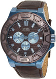 Buy Shop Guess Force Quartz Brown Dial Brown Leather Strap Watch For Men - W0674G5 USA Online