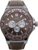Buy Shop Guess Force Quartz Brown Dial Brown Leather Strap Watch For Men - W0674G5 USA Online