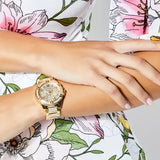Buy Shop Guess Frontier Chronograph Crystals Gold Dial Two Tone Steel Strap Watch For Women - W1156L5 USA Online