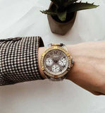 Buy Shop Guess Frontier Chronograph Crystals Gold Dial Two Tone Steel Strap Watch For Women - W1156L5 USA Online