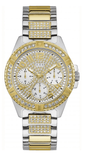 Buy Shop Guess Frontier Chronograph Crystals Gold Dial Two Tone Steel Strap Watch For Women - W1156L5 USA Online