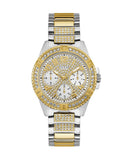 Buy Shop Guess Frontier Chronograph Crystals Gold Dial Two Tone Steel Strap Watch For Women - W1156L5 USA Online