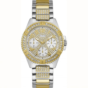 Buy Shop Guess Frontier Chronograph Crystals Gold Dial Two Tone Steel Strap Watch For Women - W1156L5 USA Online