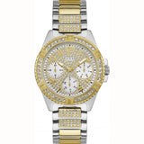 Buy Shop Guess Frontier Chronograph Crystals Gold Dial Two Tone Steel Strap Watch For Women - W1156L5 USA Online