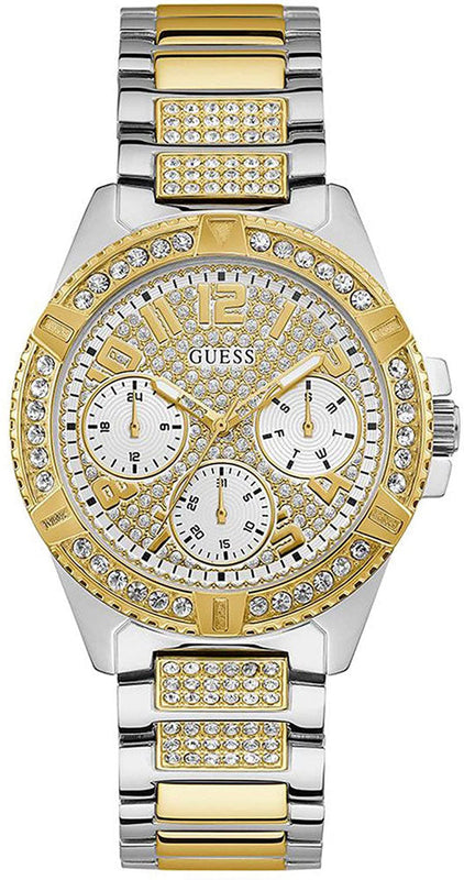 Buy Shop Guess Frontier Chronograph Crystals Gold Dial Two Tone Steel Strap Watch For Women - W1156L5 USA Online