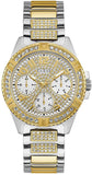 Buy Shop Guess Frontier Chronograph Crystals Gold Dial Two Tone Steel Strap Watch For Women - W1156L5 USA Online
