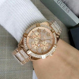 Buy Shop Guess Frontier Chronograph Crystals Rose Gold Dial Rose Gold Steel Strap Watch for Men - W0799G3 USA Online