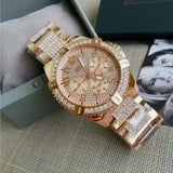 Buy Shop Guess Frontier Chronograph Crystals Rose Gold Dial Rose Gold Steel Strap Watch for Men - W0799G3 USA Online