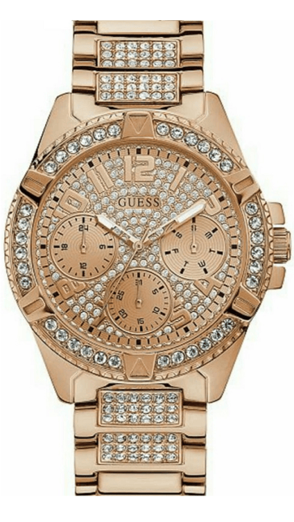 Buy Shop Guess Frontier Chronograph Crystals Rose Gold Dial Rose Gold Steel Strap Watch for Men - W0799G3 USA Online