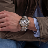 Buy Shop Guess Frontier Chronograph Crystals Silver Dial Two Tone Steel Strap Watch for Men - W0799G4 USA Online