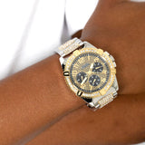 Buy Shop Guess Frontier Chronograph Crystals Silver Dial Two Tone Steel Strap Watch for Men - W0799G4 USA Online