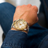 Buy Shop Guess Frontier Chronograph Crystals Silver Dial Two Tone Steel Strap Watch for Men - W0799G4 USA Online