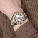 Buy Shop Guess Frontier Chronograph Crystals Silver Dial Two Tone Steel Strap Watch for Men - W0799G4 USA Online