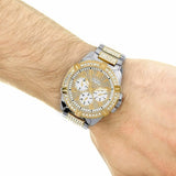 Buy Shop Guess Frontier Chronograph Crystals Silver Dial Two Tone Steel Strap Watch for Men - W0799G4 USA Online