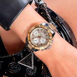 Buy Shop Guess Frontier Chronograph Crystals Silver Dial Two Tone Steel Strap Watch for Men - W0799G4 USA Online