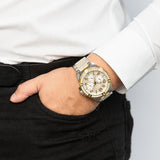 Buy Shop Guess Frontier Chronograph Crystals Silver Dial Two Tone Steel Strap Watch for Men - W0799G4 USA Online