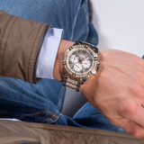 Buy Shop Guess Frontier Chronograph Crystals Silver Dial Two Tone Steel Strap Watch for Men - W0799G4 USA Online
