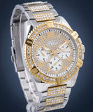 Buy Shop Guess Frontier Chronograph Crystals Silver Dial Two Tone Steel Strap Watch for Men - W0799G4 USA Online