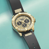 Buy Shop Guess Frontier Crystals Black Dial Black Silicone Strap Watch For Men - W1132G1 USA Online