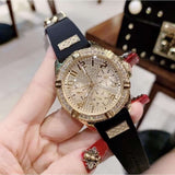 Buy Shop Guess Frontier Diamonds Gold Dial Black Rubber Strap Watch For Women - W1160L1 USA Online