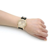 Buy Shop Guess Frontier Diamonds Gold Dial Black Rubber Strap Watch For Women - W1160L1 USA Online