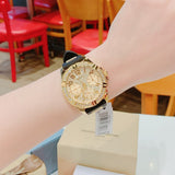 Buy Shop Guess Frontier Diamonds Gold Dial Black Rubber Strap Watch For Women - W1160L1 USA Online