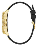 Buy Shop Guess Frontier Diamonds Gold Dial Black Rubber Strap Watch For Women - W1160L1 USA Online
