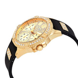 Buy Shop Guess Frontier Diamonds Gold Dial Black Rubber Strap Watch For Women - W1160L1 USA Online