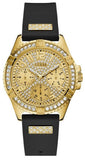 Buy Shop Guess Frontier Diamonds Gold Dial Black Rubber Strap Watch For Women - W1160L1 USA Online