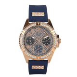 Buy Shop Guess Frontier DIamonds Gold Dial Blue Rubber Strap Watch For Women - W1160L3 USA Online
