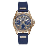 Buy Shop Guess Frontier DIamonds Gold Dial Blue Rubber Strap Watch For Women - W1160L3 USA Online