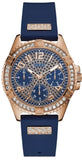 Buy Shop Guess Frontier DIamonds Gold Dial Blue Rubber Strap Watch For Women - W1160L3 USA Online