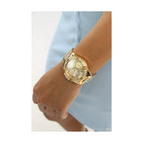 Buy Shop Guess Frontier Diamonds Gold Dial Gold Steel Strap Watch For Women - W1156L2 USA Online