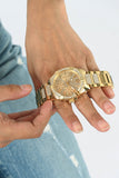 Buy Shop Guess Frontier Diamonds Gold Dial Gold Steel Strap Watch For Women - W1156L2 USA Online