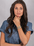 Buy Shop Guess Frontier Diamonds Gold Dial Gold Steel Strap Watch For Women - W1156L2 USA Online