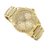 Buy Shop Guess Frontier Diamonds Gold Dial Gold Steel Strap Watch For Women - W1156L2 USA Online
