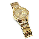 Buy Shop Guess Frontier Diamonds Gold Dial Gold Steel Strap Watch For Women - W1156L2 USA Online