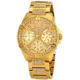 Buy Shop Guess Frontier Diamonds Gold Dial Gold Steel Strap Watch For Women - W1156L2 USA Online