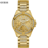Buy Shop Guess Frontier Diamonds Gold Dial Gold Steel Strap Watch For Women - W1156L2 USA Online
