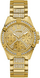 Buy Shop Guess Frontier Diamonds Gold Dial Gold Steel Strap Watch For Women - W1156L2 USA Online