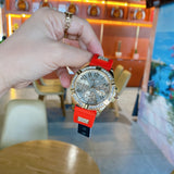 Buy Shop Guess Frontier Diamonds Gold Dial Red Rubber Strap Watch for Women - GW0045L2 USA Online