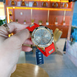 Buy Shop Guess Frontier Diamonds Gold Dial Red Rubber Strap Watch for Women - GW0045L2 USA Online
