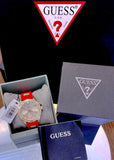 Buy Shop Guess Frontier Diamonds Gold Dial Red Rubber Strap Watch for Women - GW0045L2 USA Online